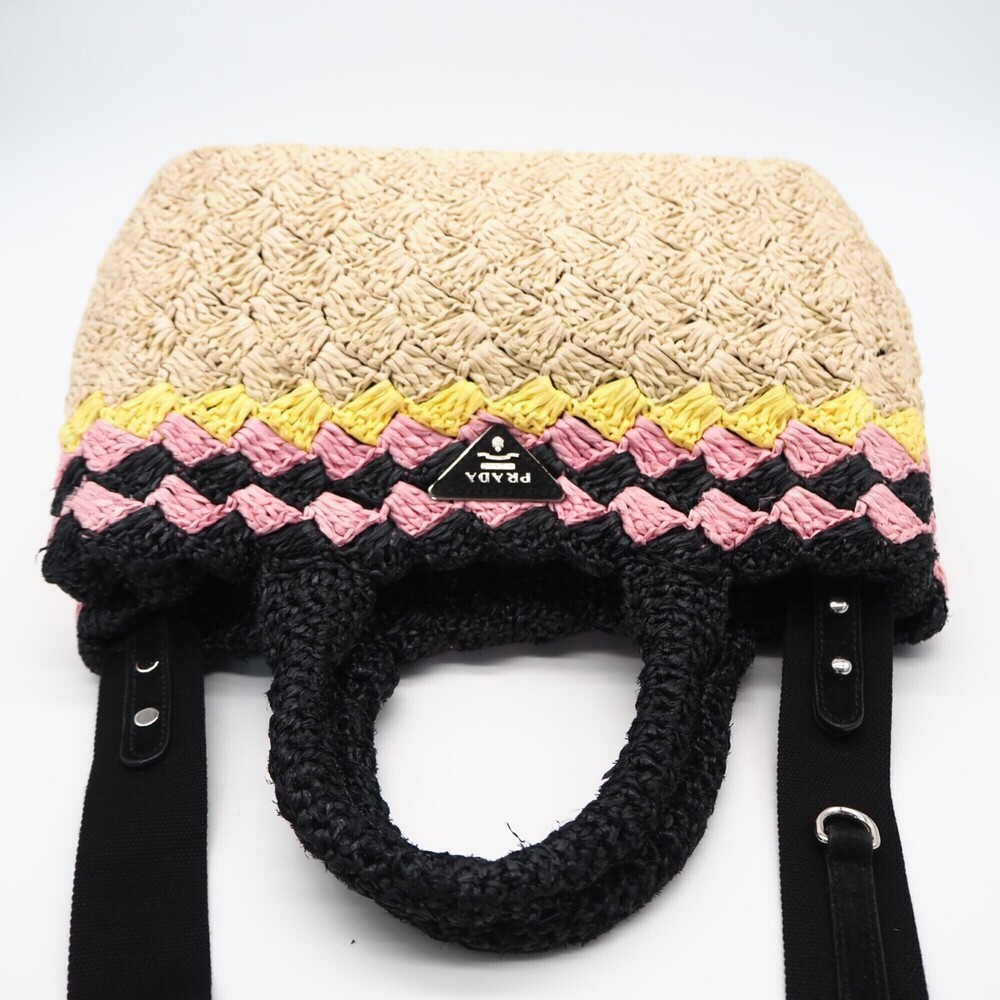 PRADA Cream Raffia Shoulder Bag - Picture 7 of 16